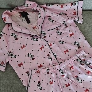Forever 21 Pink Minnie Mouse Short Sleeve Pajama Set